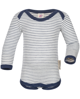 Body dlouhý rukáv - bio merino/hedvábí - modrý proužek