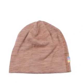 Čepice dvouvrstvá - hnědá s jemným béžovým proužkem