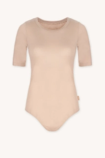 Body s výstřihem do U - béžová