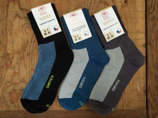 Froté ponožky volný lem - 75% merino vlny - modré