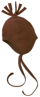 Čepička se střapcem - merino fleece, skořicový melír