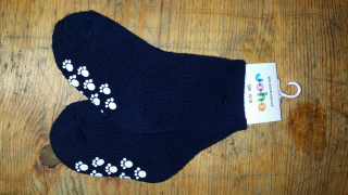 Vlněné ponožky s protiskluzem námořnická modř