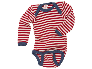 Baby body dlouhý rukáv červená/natur