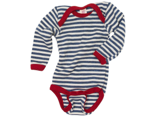 Baby body dlouhý rukáv modrá/natur