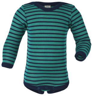 Body - dlouhý rukáv, merino vlna/hedvábí, námořnická modř/ice blue