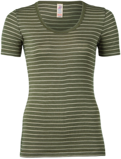 Dámské tričko s krátkým rukávem - proužek, olivová