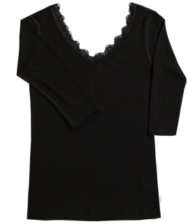 Dámské tričko s 3/4 rukávy a výstřihem do V