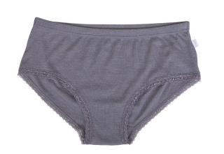 Dámské kalhotky Joha s krajkou - merino vlna s hedvábím, šedá
